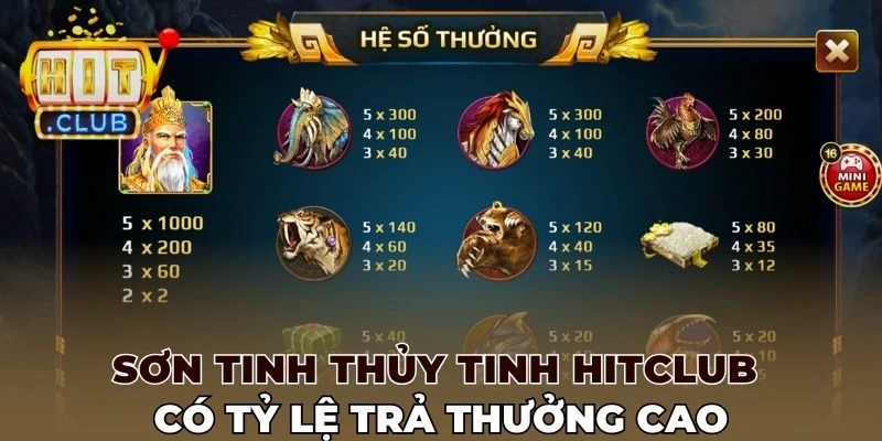 Sơn Tinh Thủy Tinh Hitclub có tỷ lệ trả thưởng cao